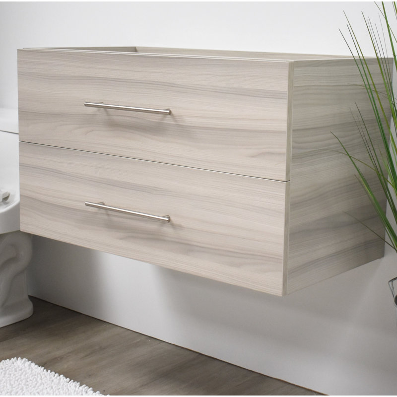 Base de meuble-lavabo mural simple 35,13 po Abdirahman, Gris cendré