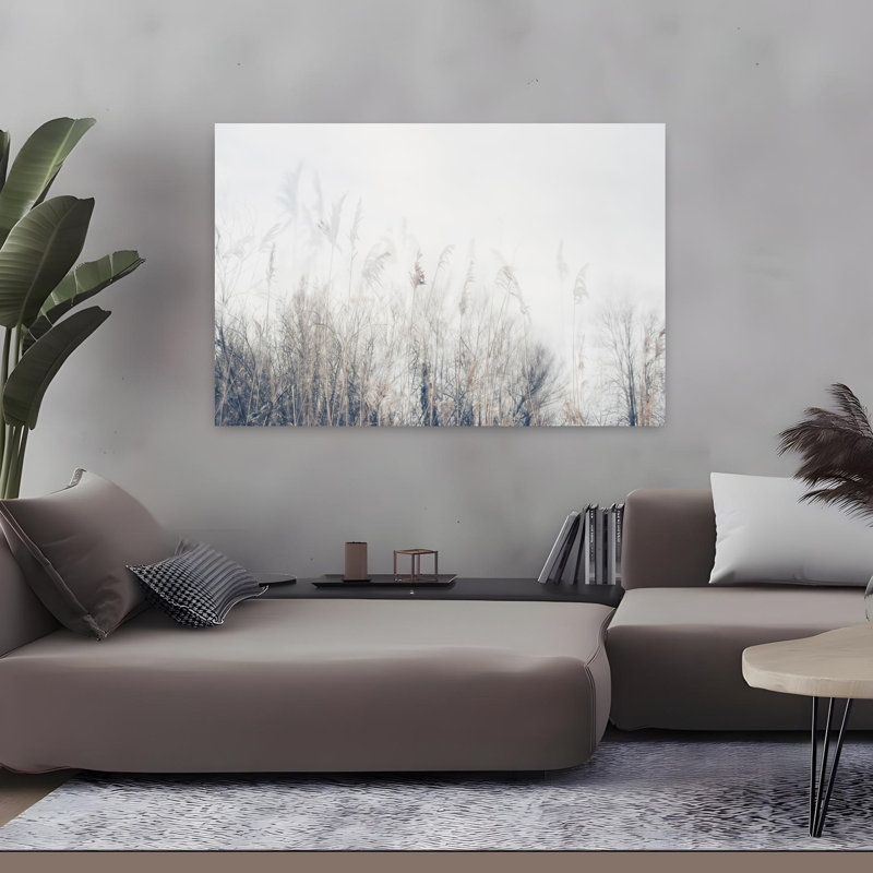 «Imaginative - Landscape of Reeds and Grass Contemporary Landscape Nature», art mural, H 32 po x l 48 po