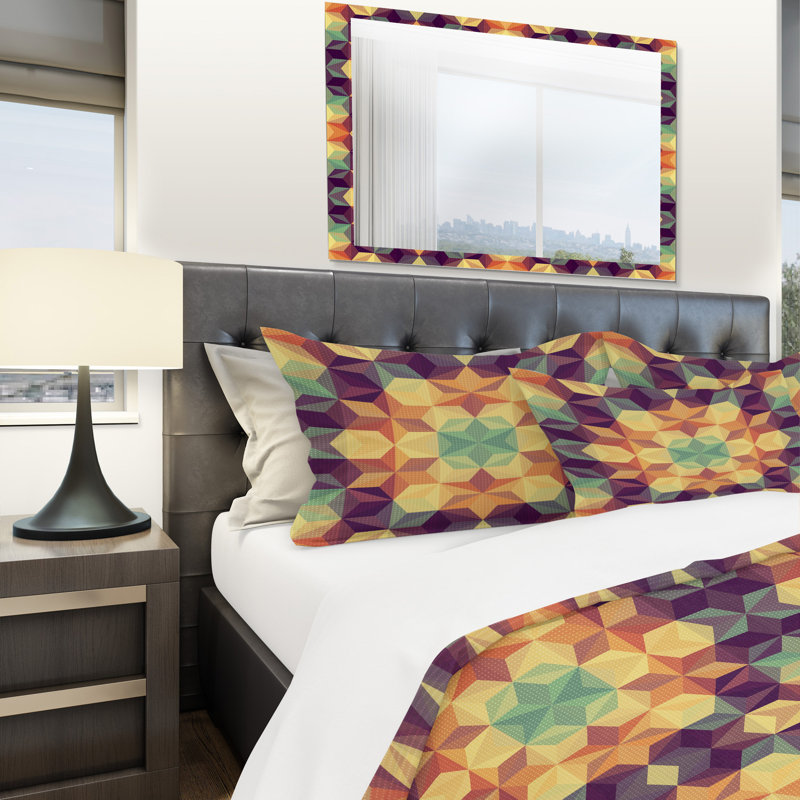 Ensemble de housse de couette en mosaïque triangulaire designart, Housse de couette très grand + 2 taies décoratives