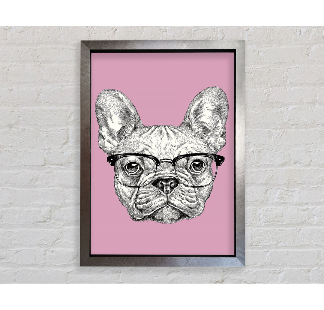 Französische Bulldogge mit Brille Gerahmter Druck Wandkunst