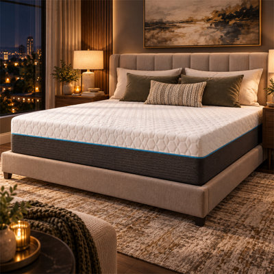 Matelas en mousse viscoélastique rafraîchissante avec housse à changement de phase LUMERIS Copper Lux
