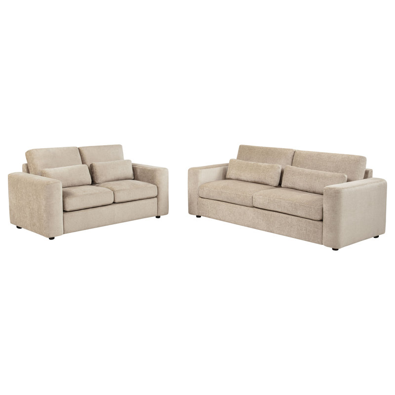 Ensemble de canapé en chenille Seguin , 2 pièces: causeuse, canapé, Beige