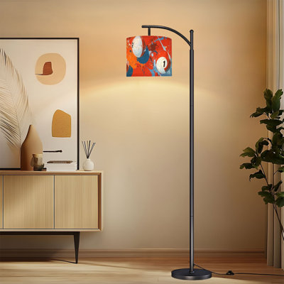Lampe sur pied à arc avec abat-jour réglable Billard coloré billard de piscine Sports Street Graffiti Boules de billard Lampe sur pied à 3 températures de couleur à intensité variable avec interrupteur au pied pour la chambre à coucher