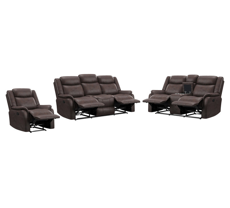 Causeuse inclinable avec console, microfibre polie brune