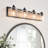     31.5 W 4-Light Farmhouse Faux Wood Grain Vanity Light with Seeded Glass for Bathroom & Mirror-887759152-875365685