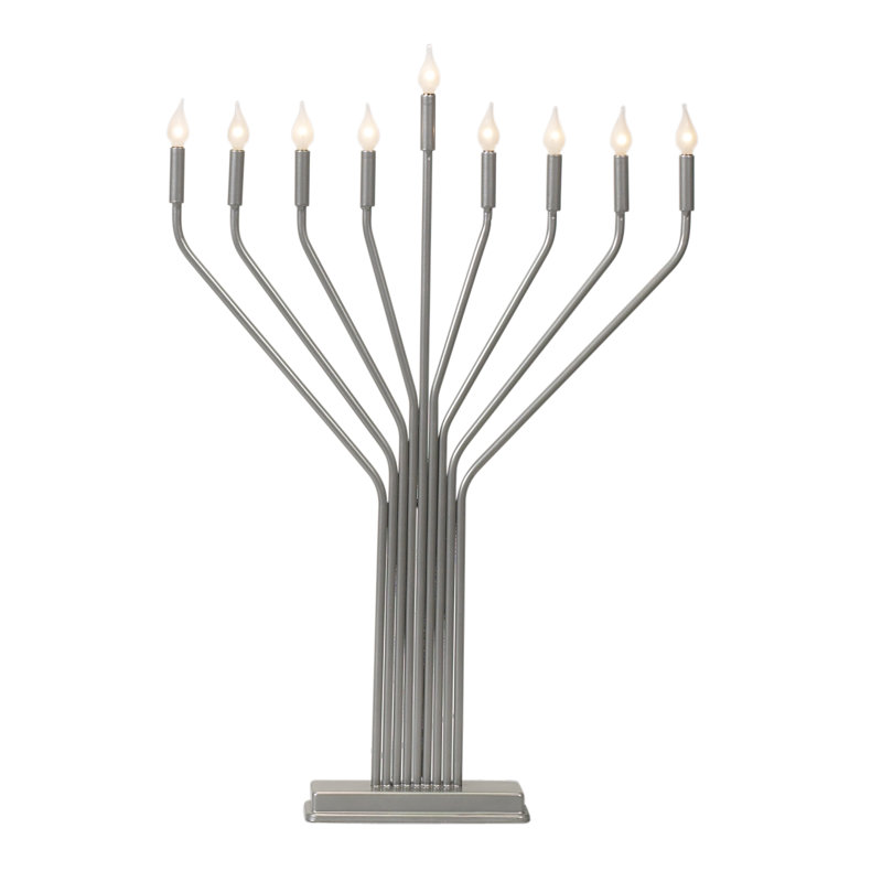 Metal Menorah, Pewter, 23" H x 16" W x 3" D