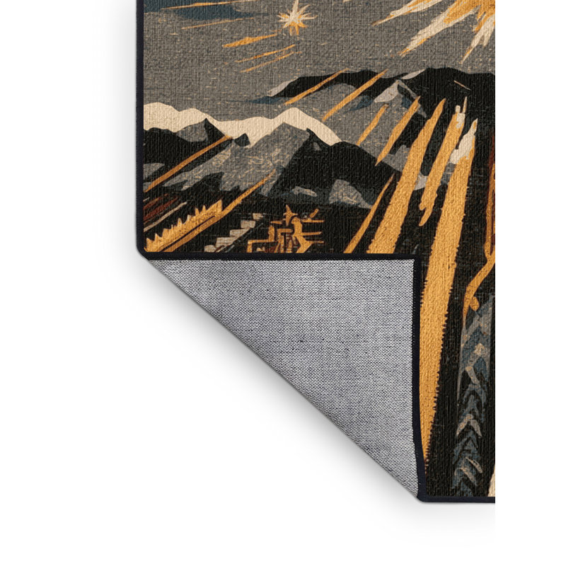 Washable Sunburst Horizon Southwestern Area Rug, Rectangle 6' x 9'