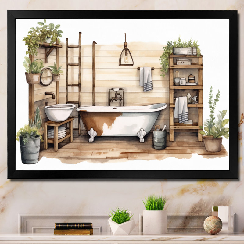 Décor de salle de bain naturel - impression, Cadre photo noir, H 30 po x l 40 po x P 1,5 po