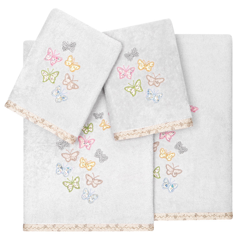 100% Turkish Cotton Towel Set, Silver, 4 Piece Towel Set