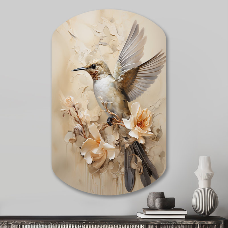 Denain - Décoration murale irrégulière en forme de cylindre en forme de colibri, H 31 po x l 19 po