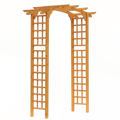 Outsunny 90In Wood Garden Arbor Arch With Trellis Wall For Climbing & Hanging Plants, Decor For Party, Weddings, Birthdays & Backyards