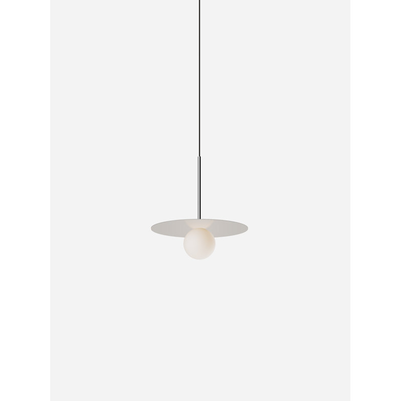 Bola Disc Pendant, 5" H x 13" W x 13" D, Sand/Chrome, 290 lm