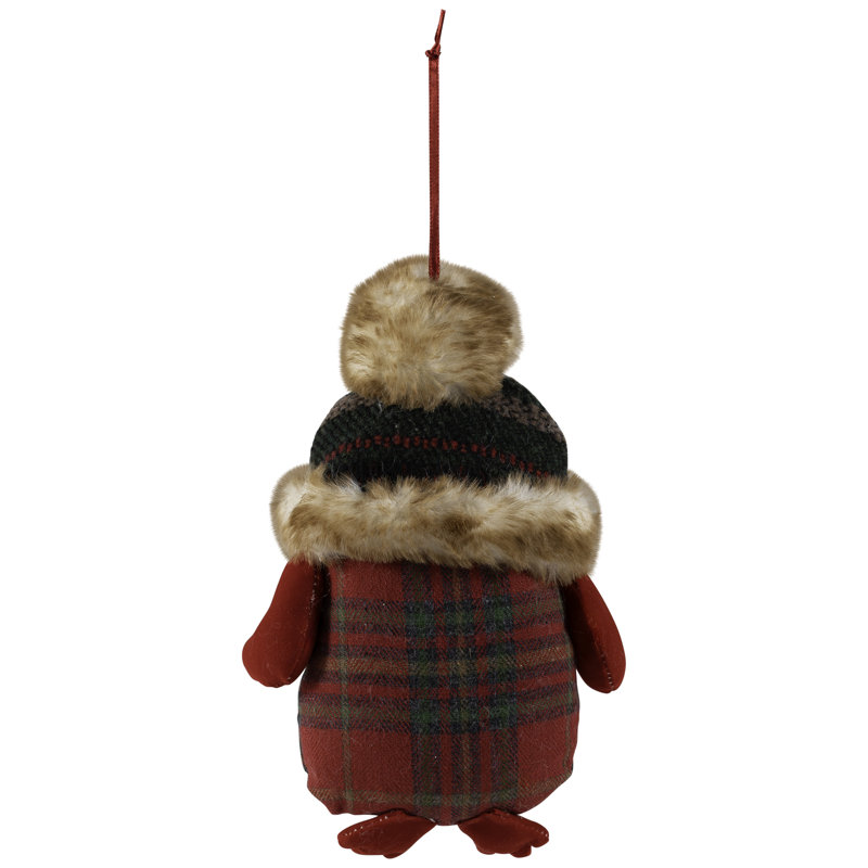 Plush Baby Owl In Plaid Christmas Ornament