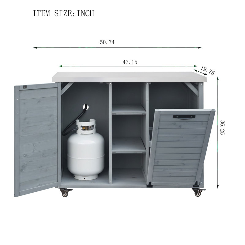 Îlot de cuisine extérieur avec table de barbecue pliable, Gris
