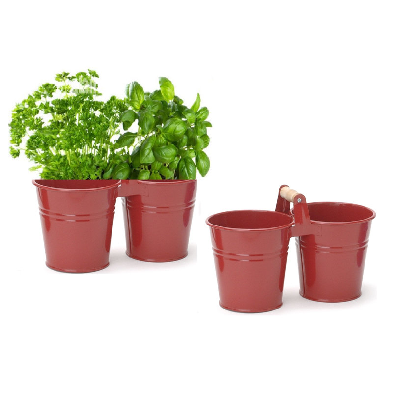 Pot à fleurs en acier galvanisé Kilroot, Rouge, 2