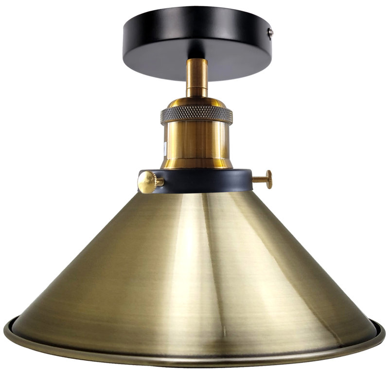 Denzel Semi Flush Mount, Green Brass