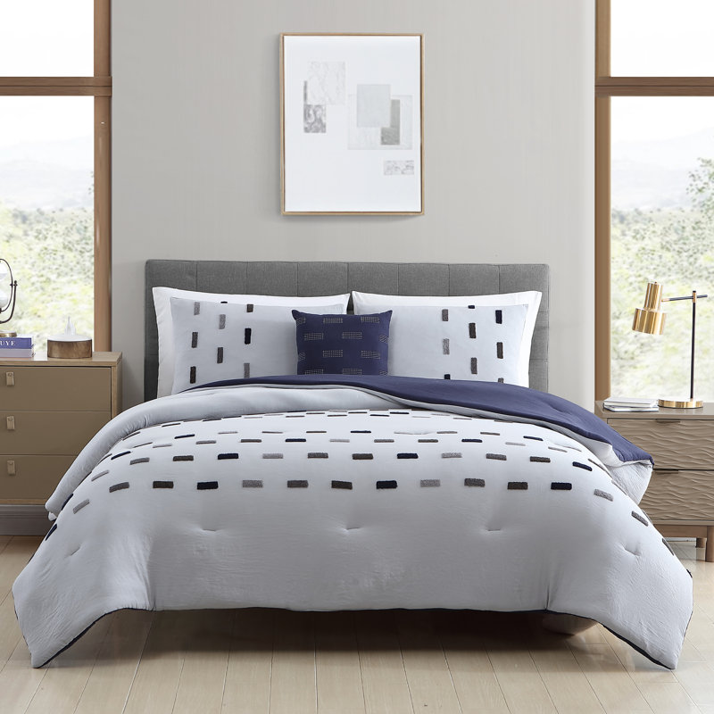 Gray Microfiber Reversible 4 Piece Comforter Set, Queen Comforter + 3 Additional Pieces