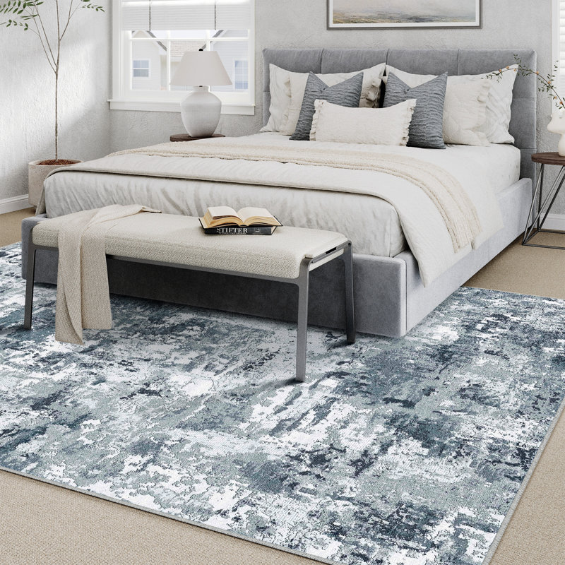 Tapis moderne lavable abstrait avec envers antidérapant, Rectangle 6 pi x 9 pi