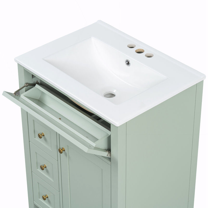Meuble-lavabo de salle de bain avec lavabo, Vert