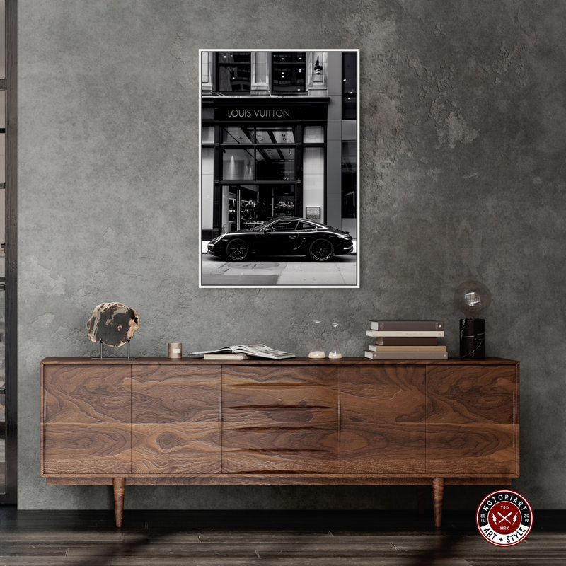 Mur noir et blanc Parked At The Store par Notoriart, Toile tendue, H 24 po x l 16 po