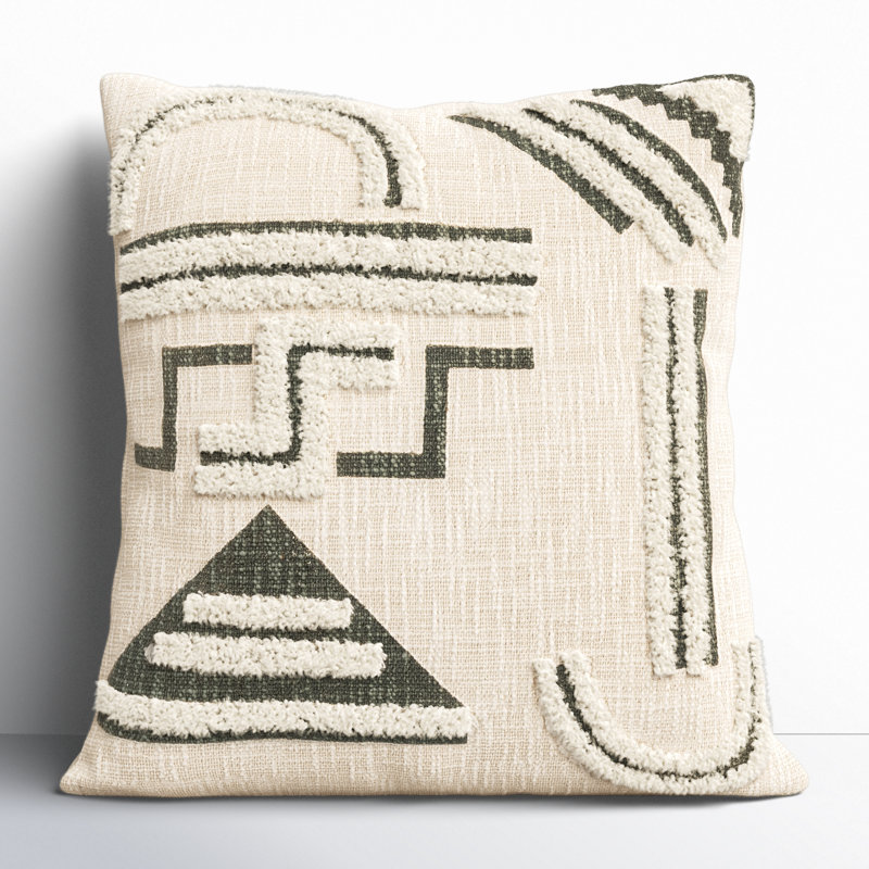 Jeté en polyester Newnan, 20 po x 20 po, Beige / vert moyen / crème, Polyester