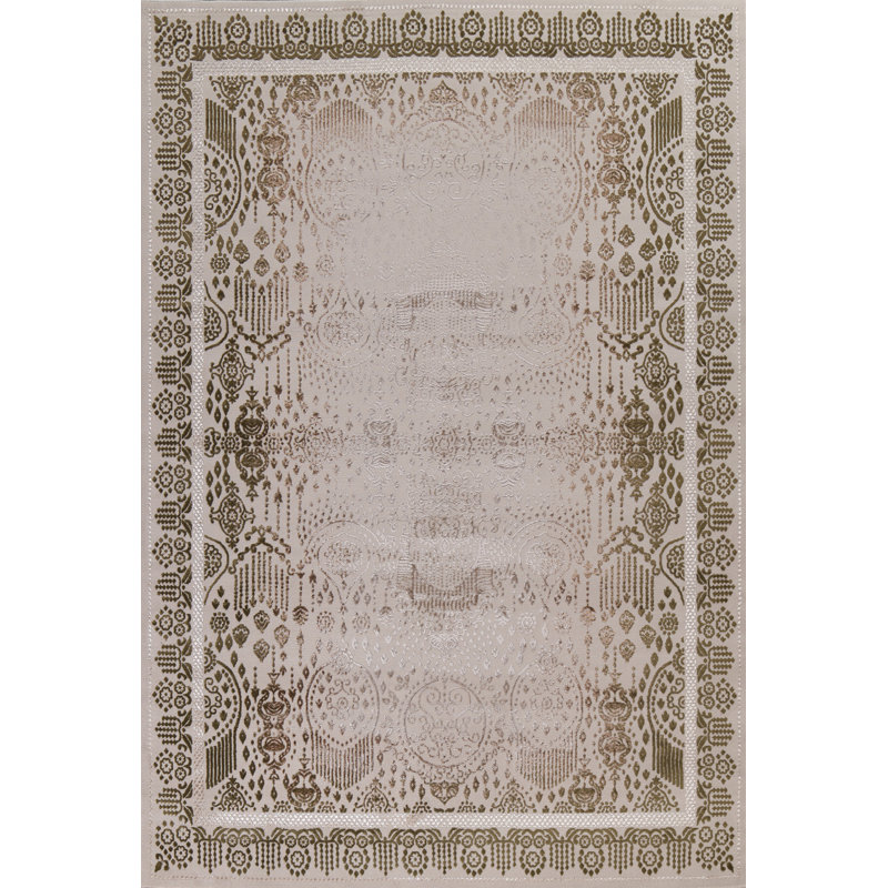Tapis turc oriental damassé transitionnel 3 x 5, Rectangle 9 pi 10 po x 13 pi 1 po