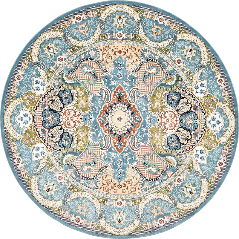 Tapis bleu marine / ivoire Eleanor, Rond 5 pi 3 po, Blue