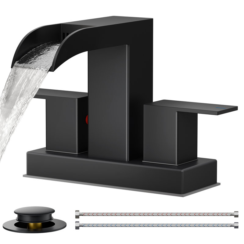 Centerset Bathroom Faucet With Drain Assembly, 2-handle Bathroom Sink Faucet, Matte Black