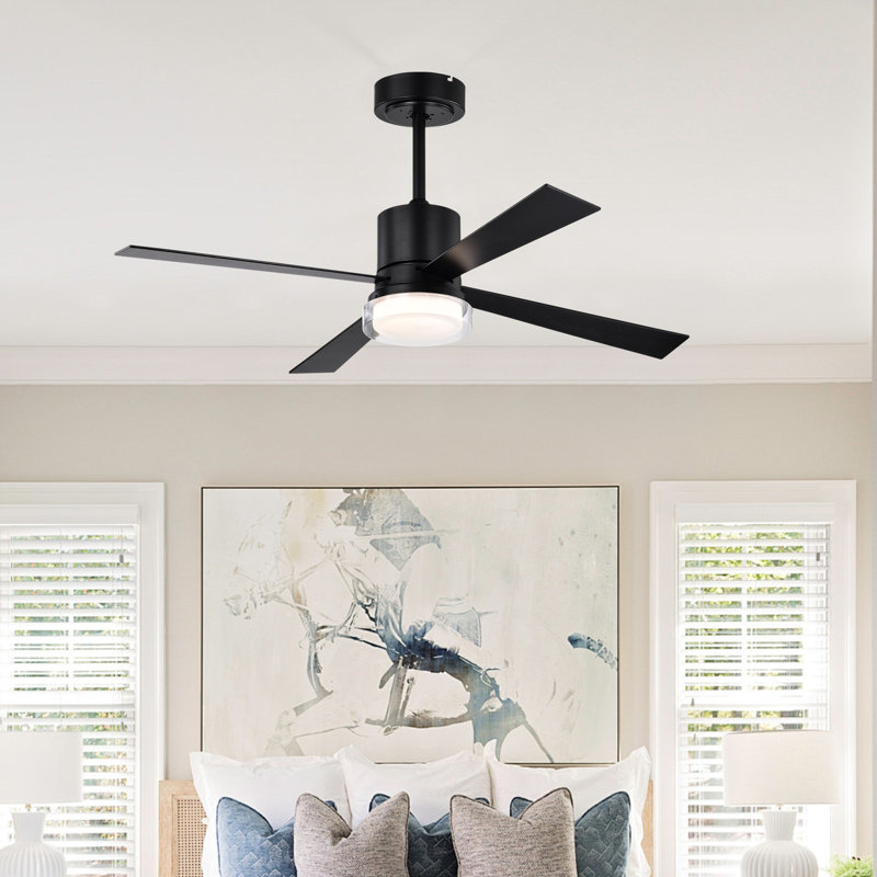 Kessia 48'' Ceiling Fan with LED Lights, Matte Black