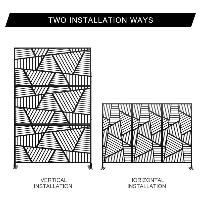 6 ft. H x 4 ft. W Metal Privacy Screen, Black