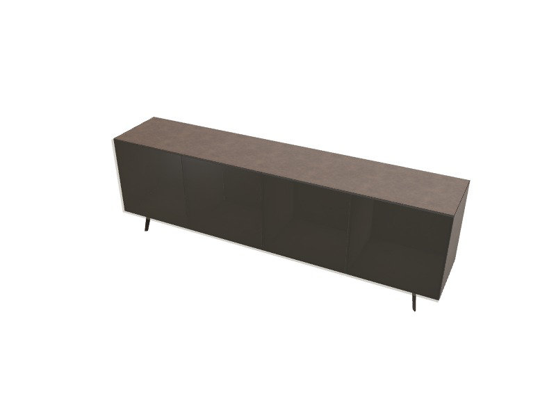 Crystal Sideboards Buffets, 31.13"H x 95"W x 19.75"D, Matt Bronze / Bronze Glass