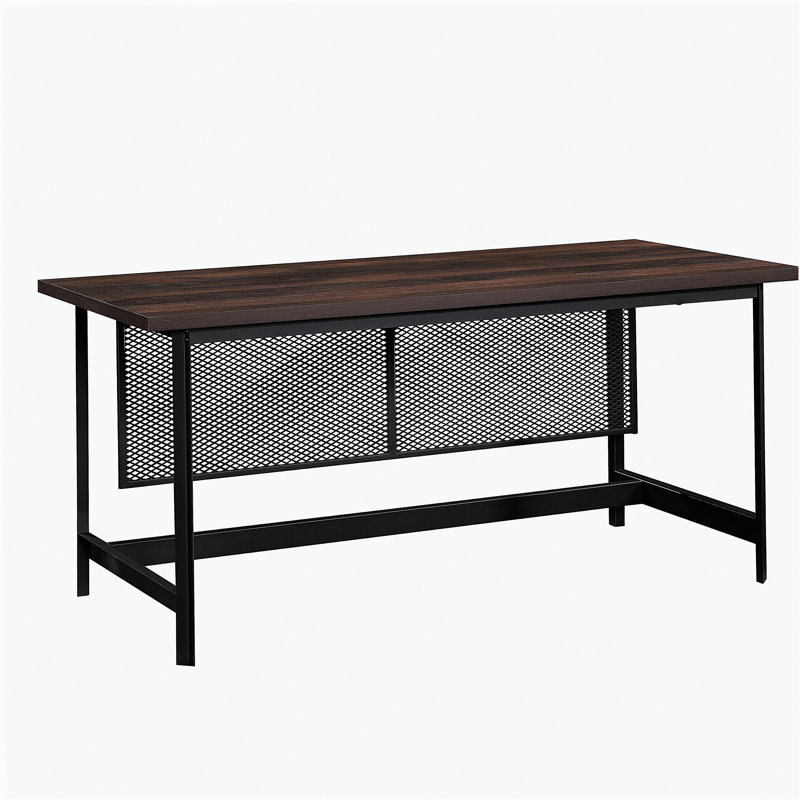 Bureau de table industriel avec surface de travail spacieuse, finition brune