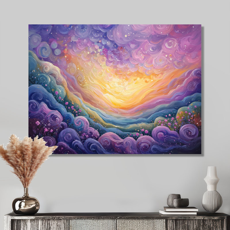 Fauvisme céleste plaine de lavande I - art mural fauvisme, H 16 po x l 32 po, Toile tendue, Ne s’applique pas