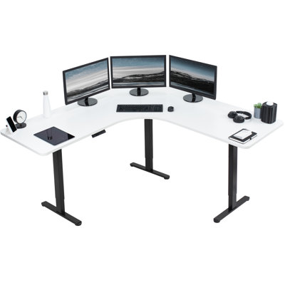 VIVO Electric 71" x 71" Curved Corner Stand Up Desk (E3CB2 Series)