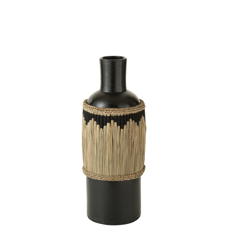 Karima Earthenware Table Vase 1, Black/Natural