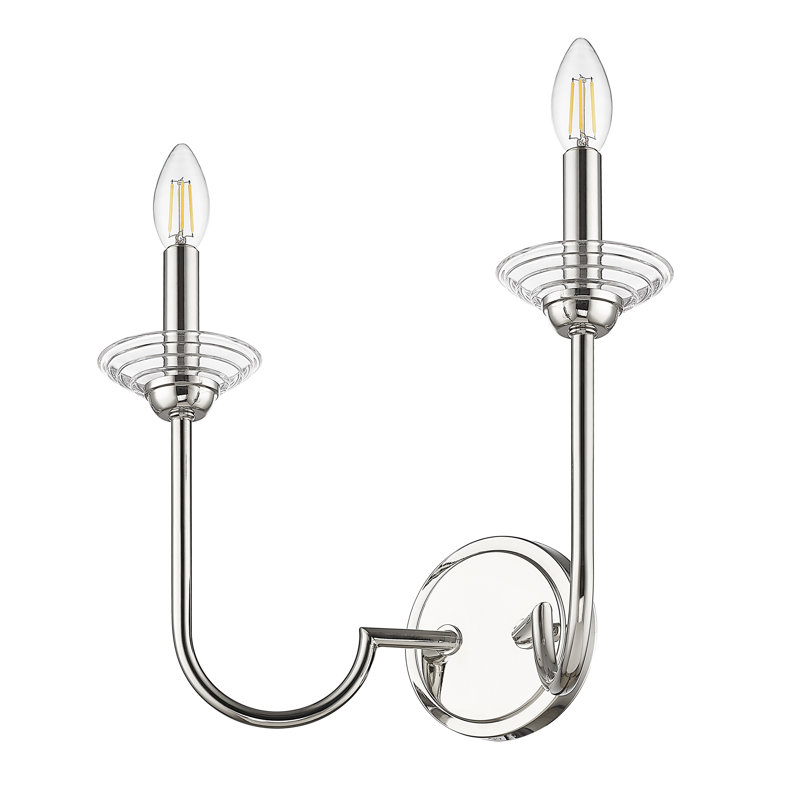 Applique murale texturée Burgett, Nickel poli, Deux lumières, H 11,75 po x l 15 po x P 7,5 po