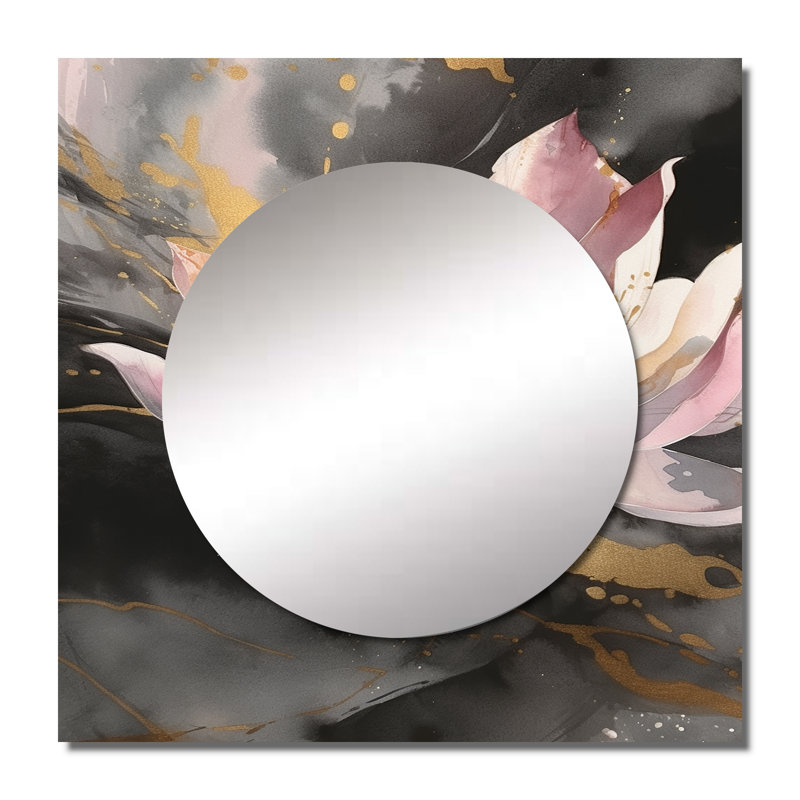 Dennise - Miroir floral carré décoratif mural pour chambre à coucher, 29 po x 29 po