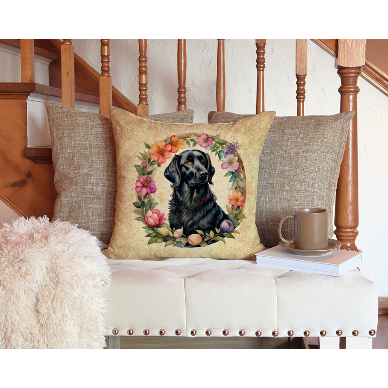 Coussin décoratif intérieur / extérieur en polyester , H 14 po x l 14 po x P 3 po