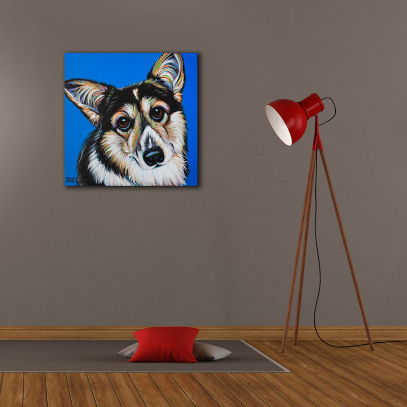 «Corgi Cutiness 2» par Carolee Vitaletti, art mural sur toile, H 26 po x l 26 po x P 1,5 po