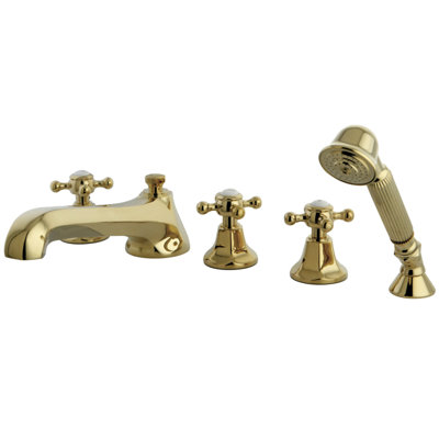 Metropolitan Triple Handle Deck Mounted Roman Tub Faucet Trim with Handshower