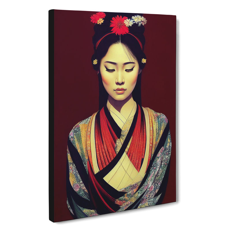 XV1022-4X A Beautiful Geisha No.2 - Print, Wrapped Canvas, 50cm H x 35cm W
