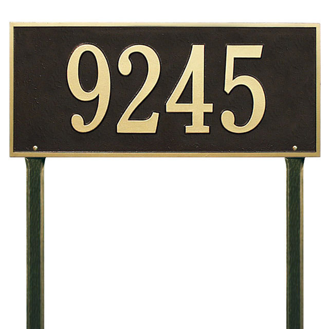 Hartford 1-Line Lawn Address Sign, Bronze and Gold, Yes