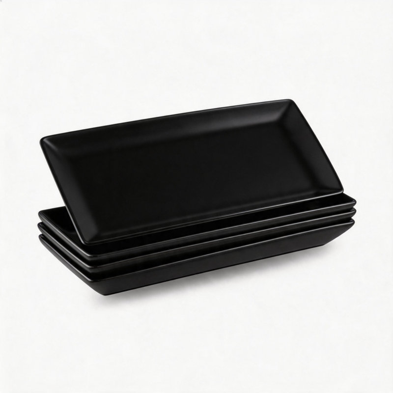 Ensemble de 4 plateaux de présentation 10 pièces en porcelaine noire