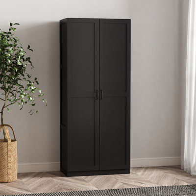 Cornelia Modern Storage Closet with 4 Fixed & Adjustable Shelves in Black