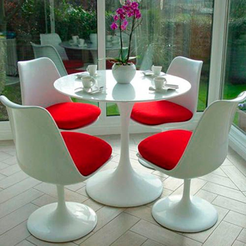 Modholic Tulip Swivel Side Chair, Red, 1