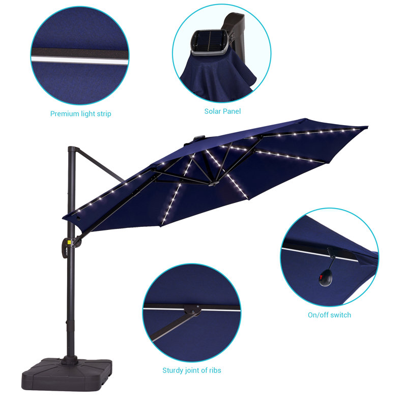 Parasol en porte-à-faux 11 pi avec une base Mithun, Marine