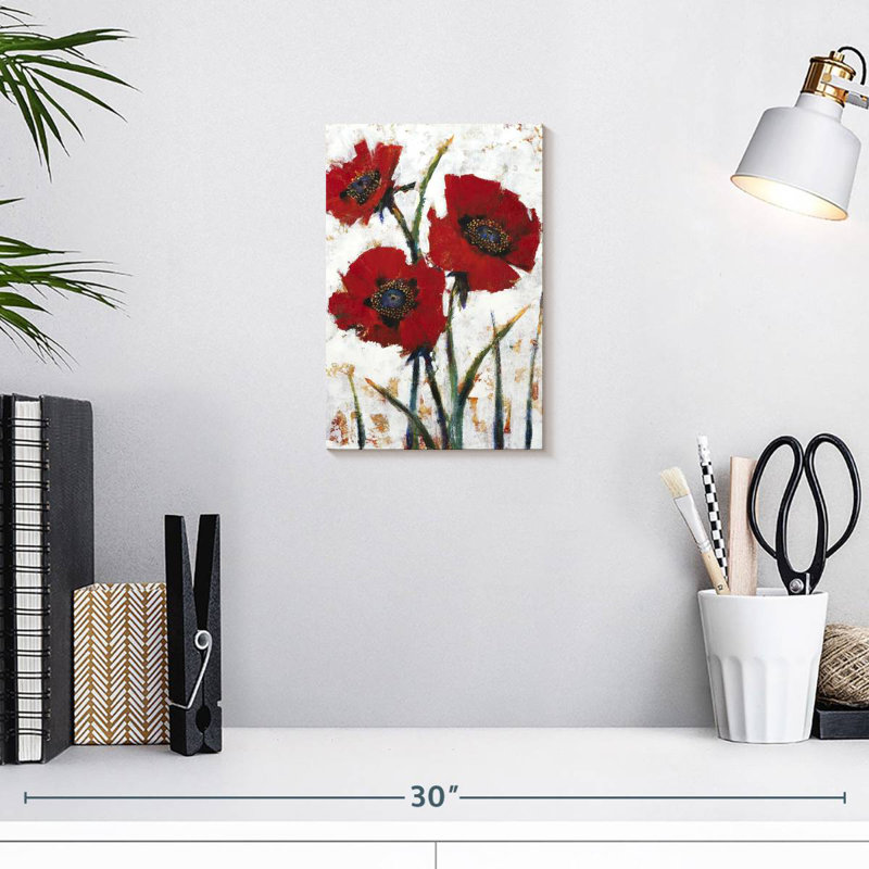 Harnek - coquelicot rouge I, H 12 po x l 8 po