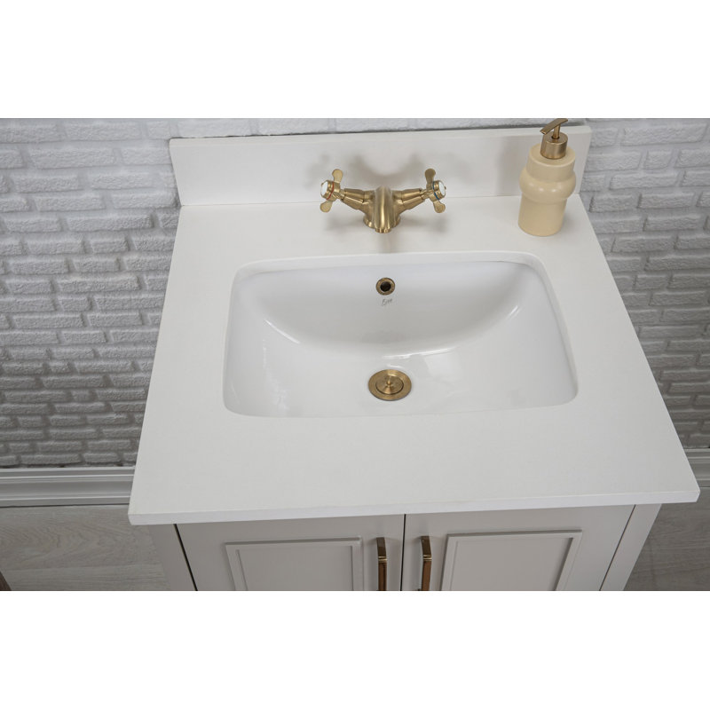 Ensemble de meuble-lavabo simple 23,6 po avec miroir Clorence, gris