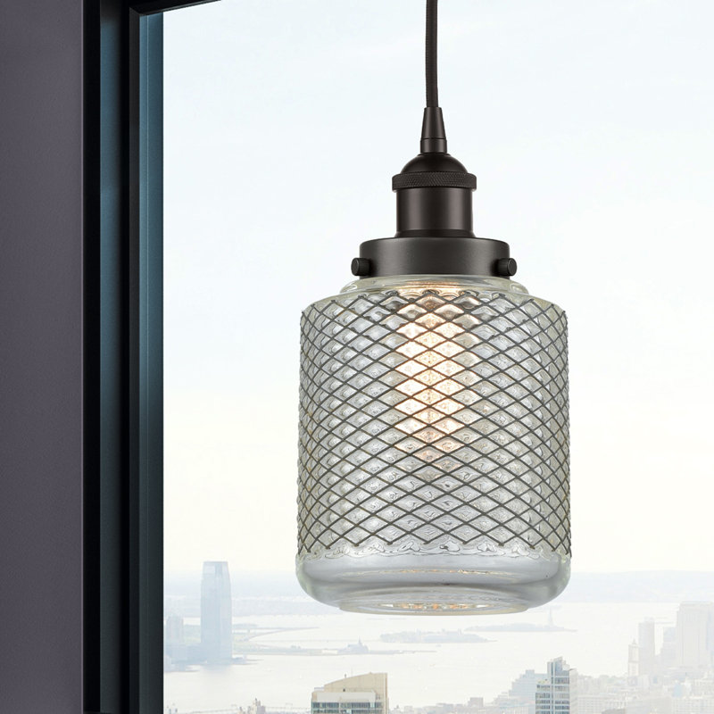 Luminaire suspendu cylindrique à 1 lumière Iyana, Bronze huilé