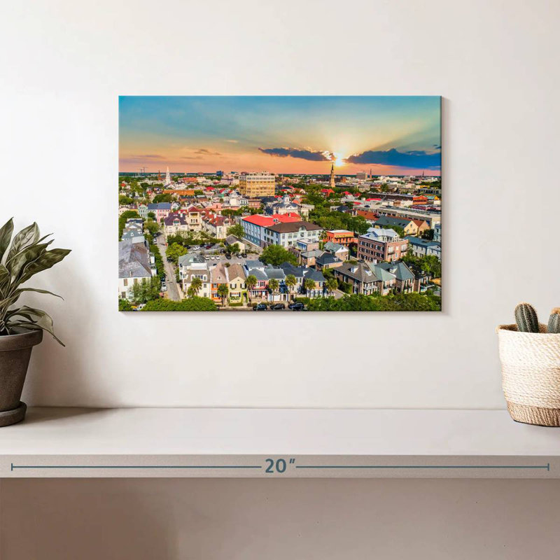 Vue aérienne du centre-ville de Nicci, Charleston, H 8 po x l 12 po